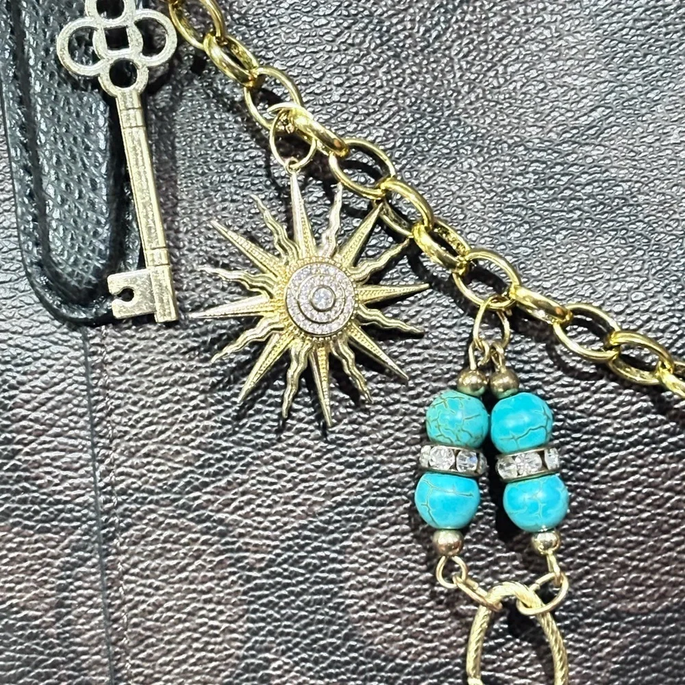 Bohemian Purse Charm With Tassels & Turquoise | OOAK Upcycled Bag Accessory
